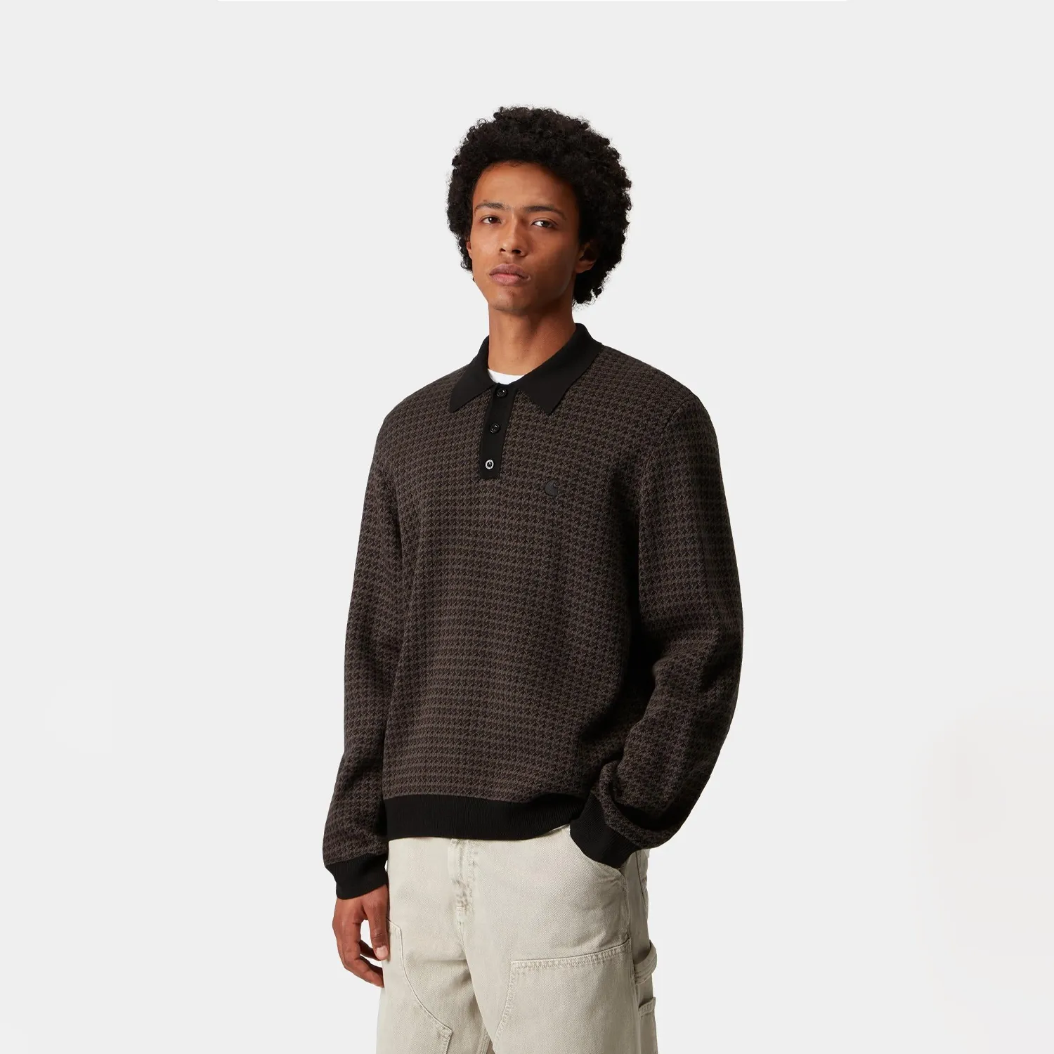 L/S Lowis Polo - Vitola Heather Houndstooth sold by Stomping Ground product image thumbnail 3