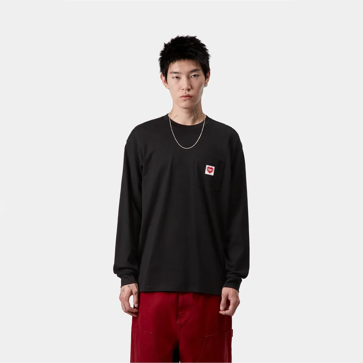 L/S Pocket Heart T-Shirt- Black / Red sold by Stomping Ground product image thumbnail 3