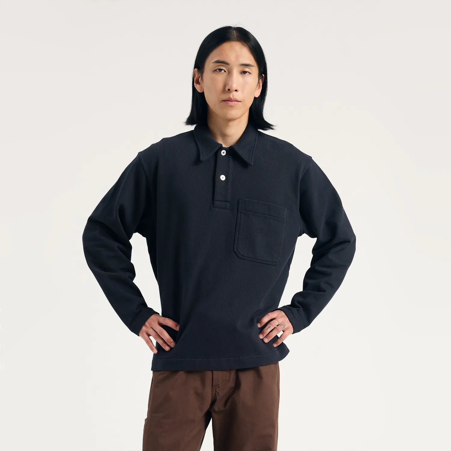 Fraser Relaxed Loopback Polo - Dark Navy sold by Stomping Ground product image thumbnail 3
