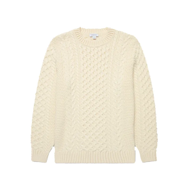 Cable Knit Jumper - Ecru made by Sunspel