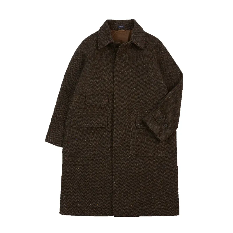 Herringbone Raglan Overcoat - Brown sold by Stomping Ground