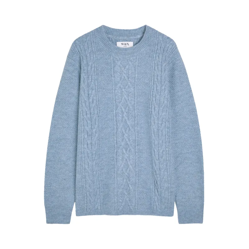 Hyatt Brush Cable Knit Crewneck Jumper - Light Blue sold by Stomping Ground