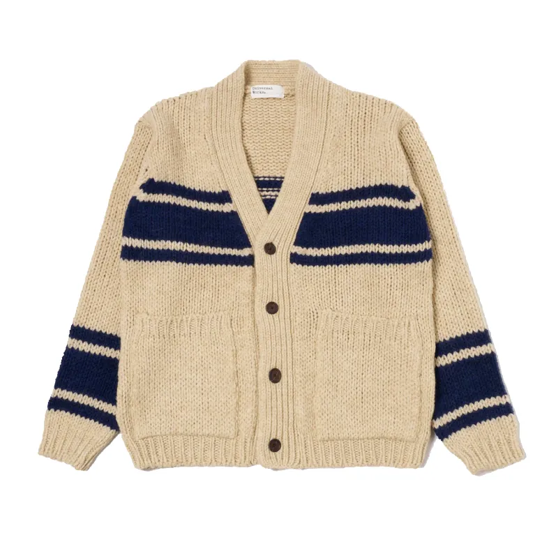 Langdale Cardigan - Chunky Knit Stripe Sand sold by Stomping Ground
