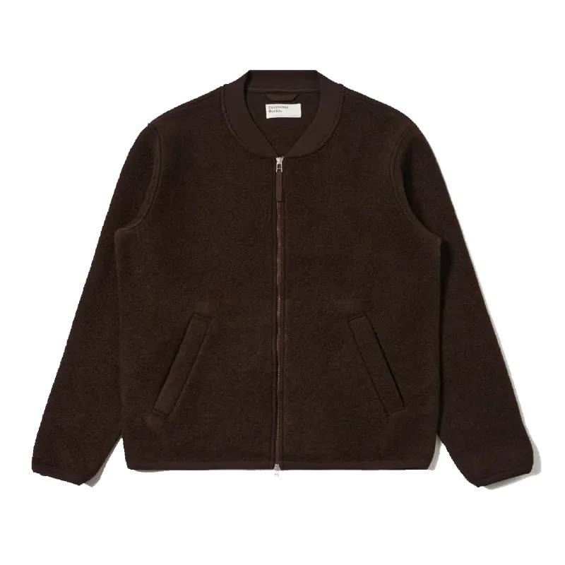 Zip Bomber Wool Fleece - Brown made by Universal Works