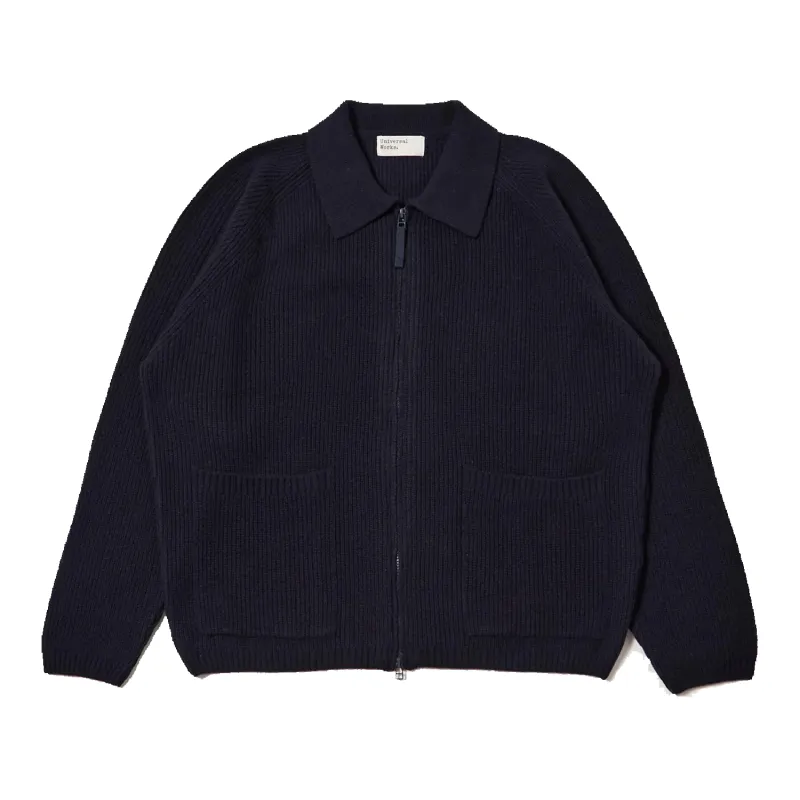 Zip Cardigan - Navy Ecowool made by Stomping Ground
