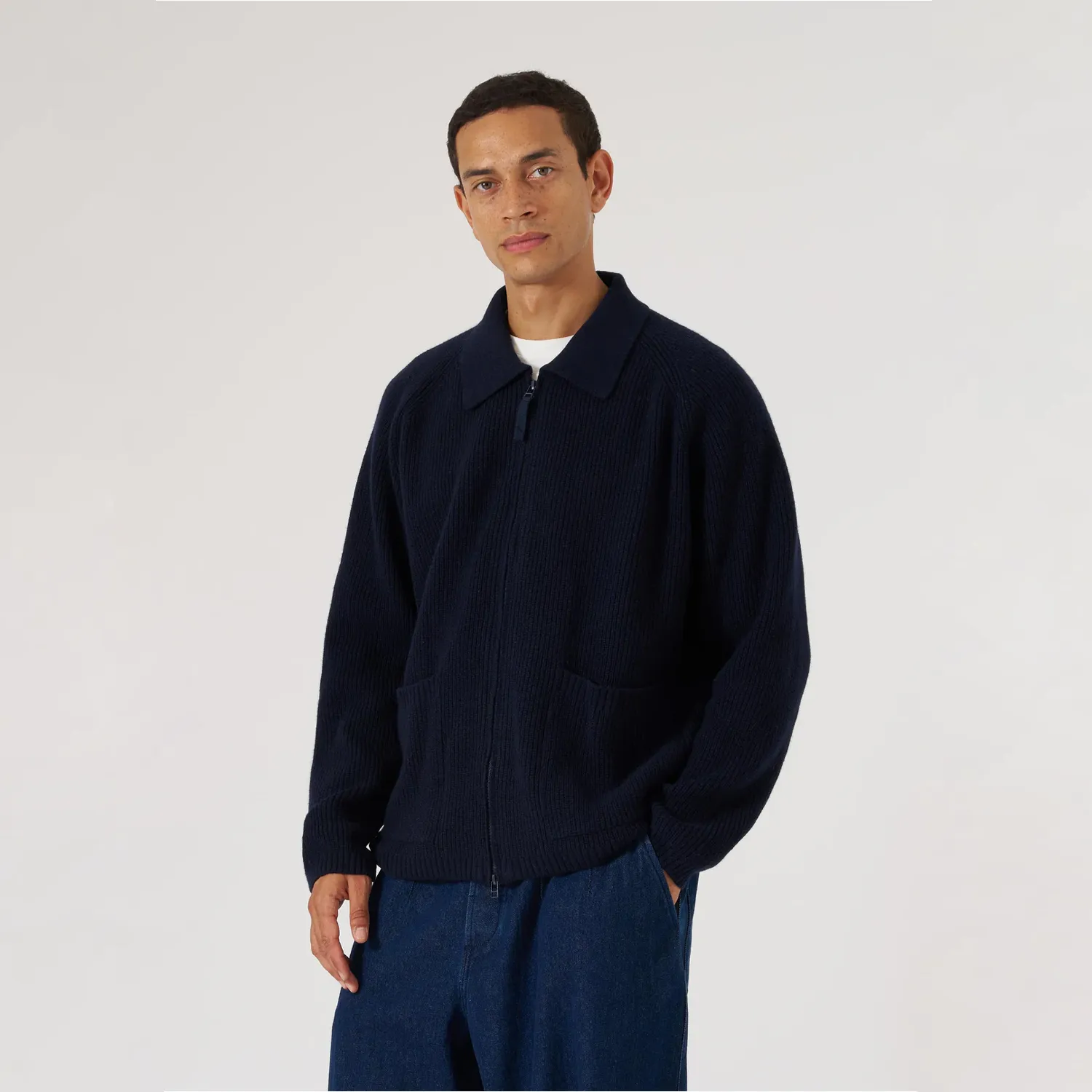 Zip Cardigan - Navy Ecowool sold by Stomping Ground product image thumbnail 3