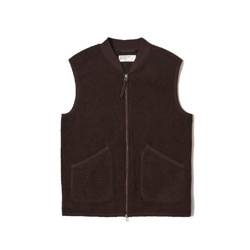 Zip Waistcoat Wool Fleece - Brown sold by Stomping Ground
