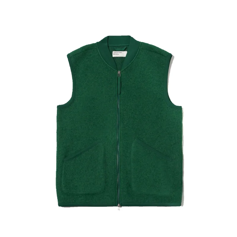 Zip Waistcoat Wool Fleece - Green sold by Stomping Ground