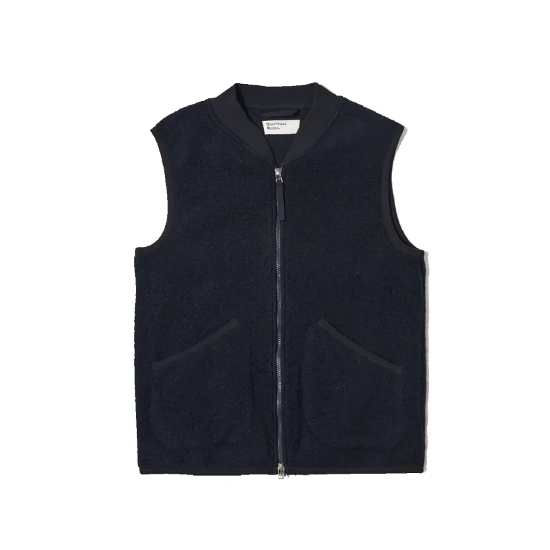 Zip Waistcoat Wool Fleece - Navy sold by Stomping Ground