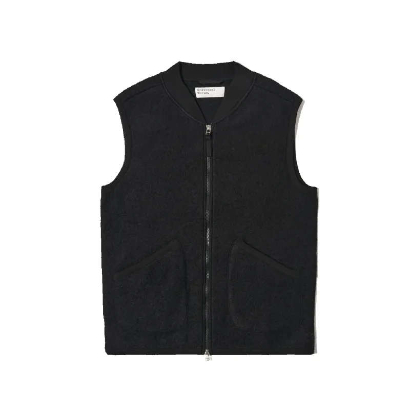 Zip Waistcoat Wool Fleece - Black sold by Stomping Ground