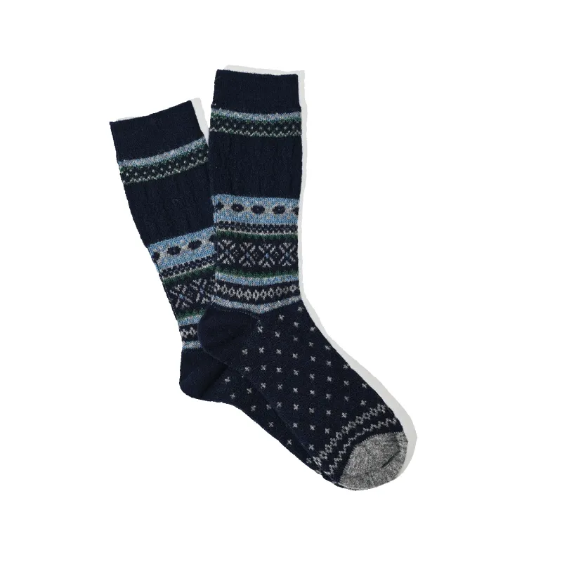 Snow Links Jacquard Crew - Navy sold by Stomping Ground