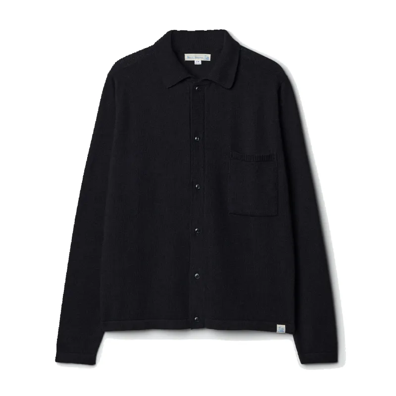 Merino Wool-Cashmere-Silk Long Sleeve Shirt - Deep Black sold by Stomping Ground