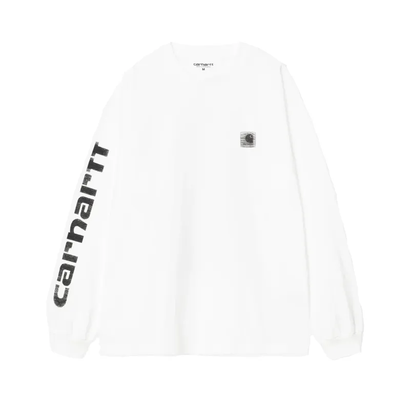 L/S Archive Script T-Shirt - White sold by Stomping Ground