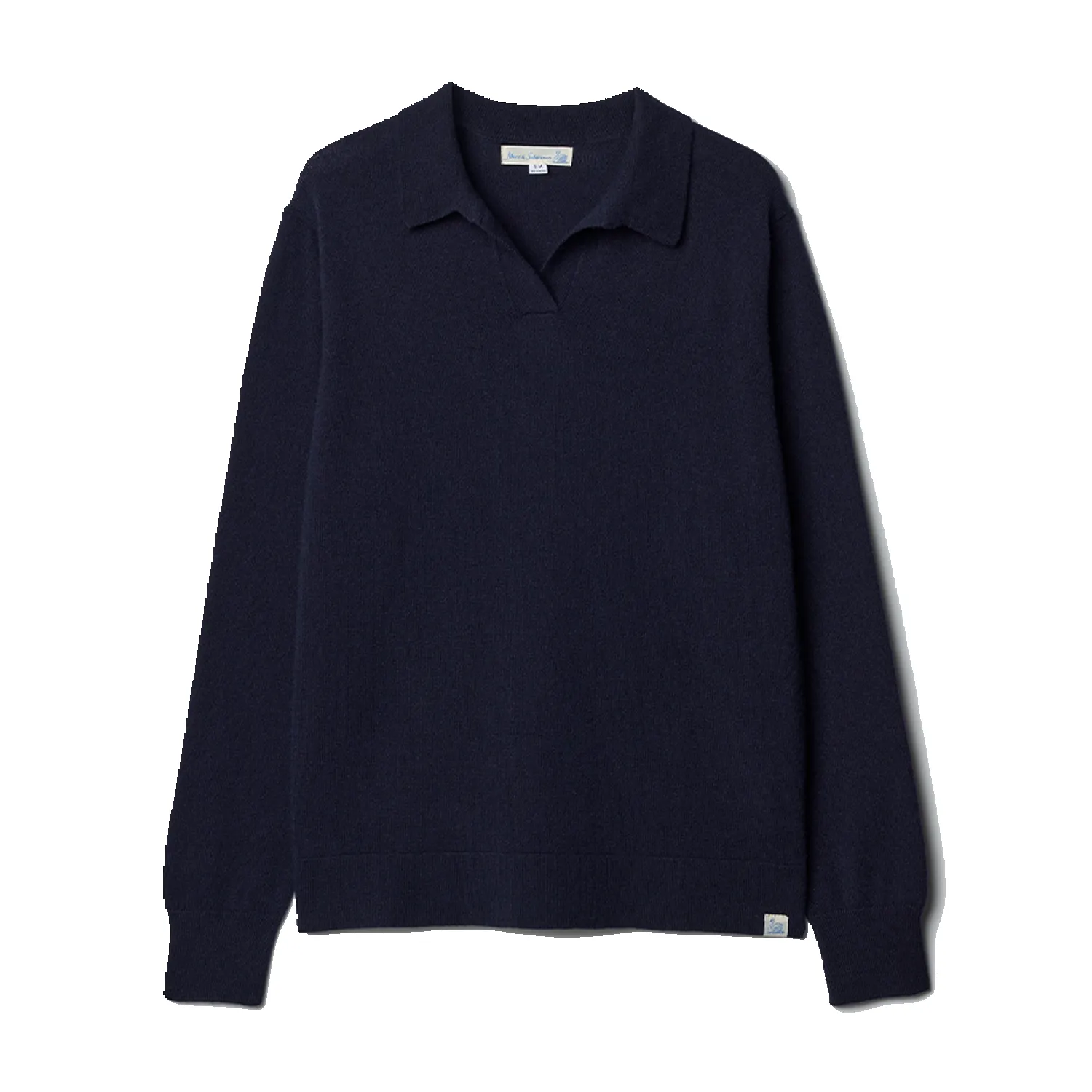Merino Wool - Cashmere - Silk Long sleeve Polo Shirt - Dark Navy sold by Stomping Ground