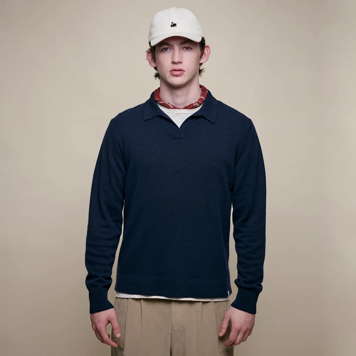 Merino Wool - Cashmere - Silk Long sleeve Polo Shirt - Dark Navy sold by Stomping Ground product image thumbnail 2