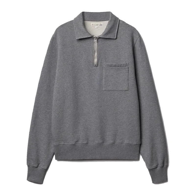 Zip Collar Sweatshirt - Grey Melange sold by Stomping Ground