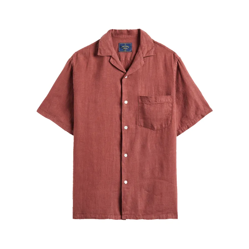 Linen Camp Collar - Bordeaux made by Portuguese Flannel