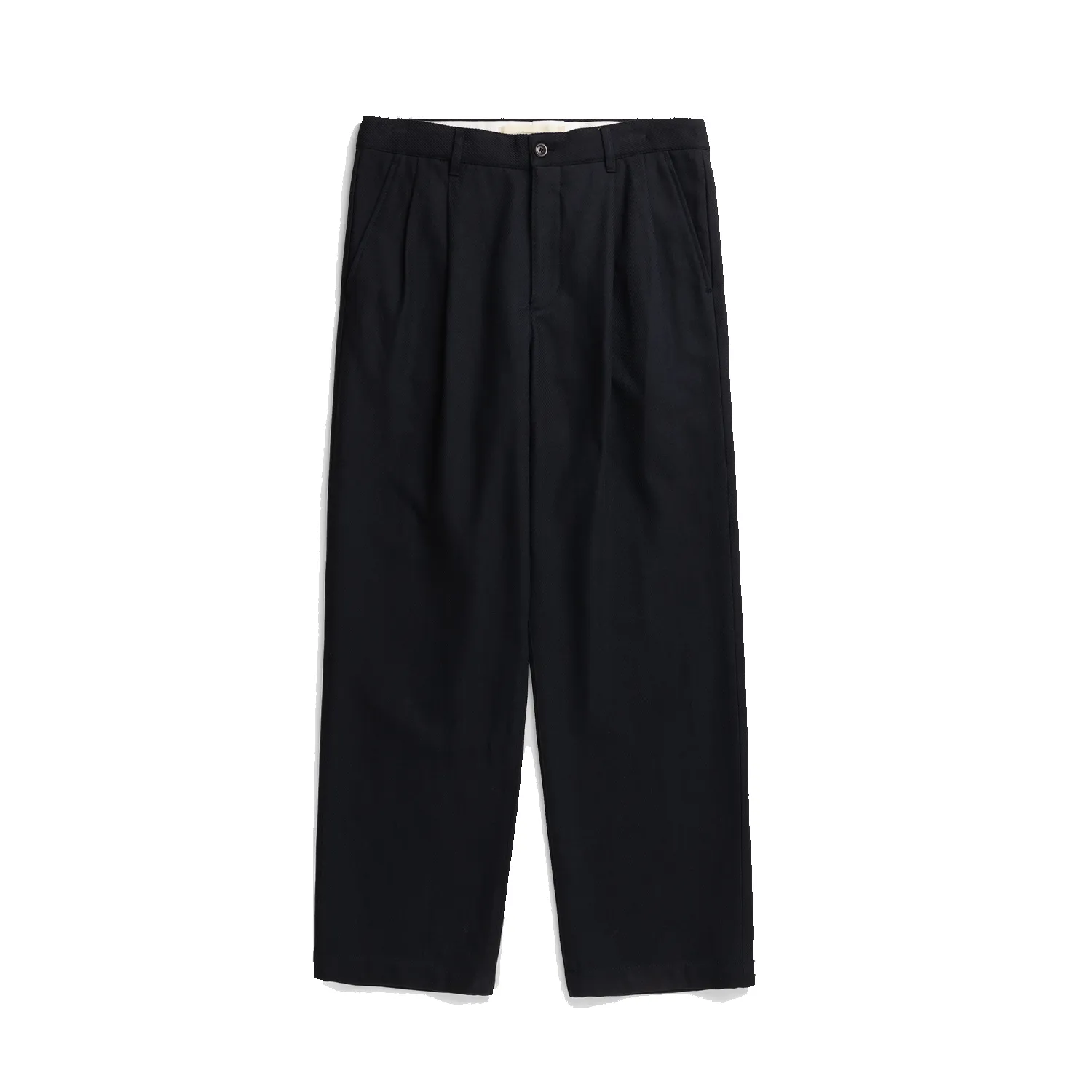 Hestur Relaxed Cotton Linen Twill Pleated Trouser - Dark Navy sold by Stomping Ground