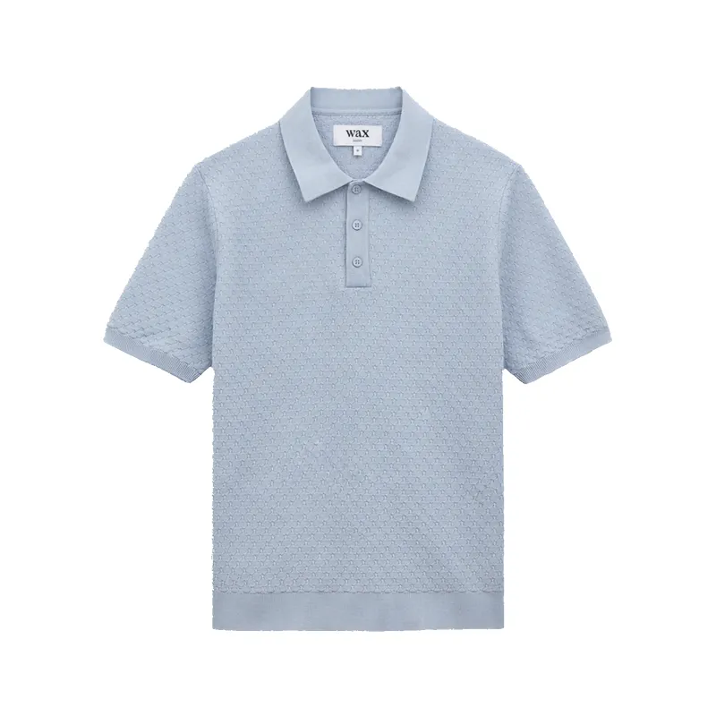 Naples Retro Diamond Knitted Polo - Pale Blue sold by Stomping Ground