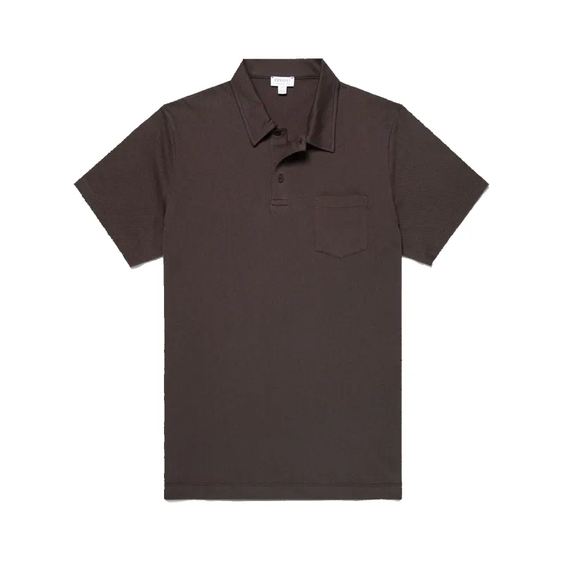 S/S Riviera Polo Shirt - Dark Chocolate made by Sunspel