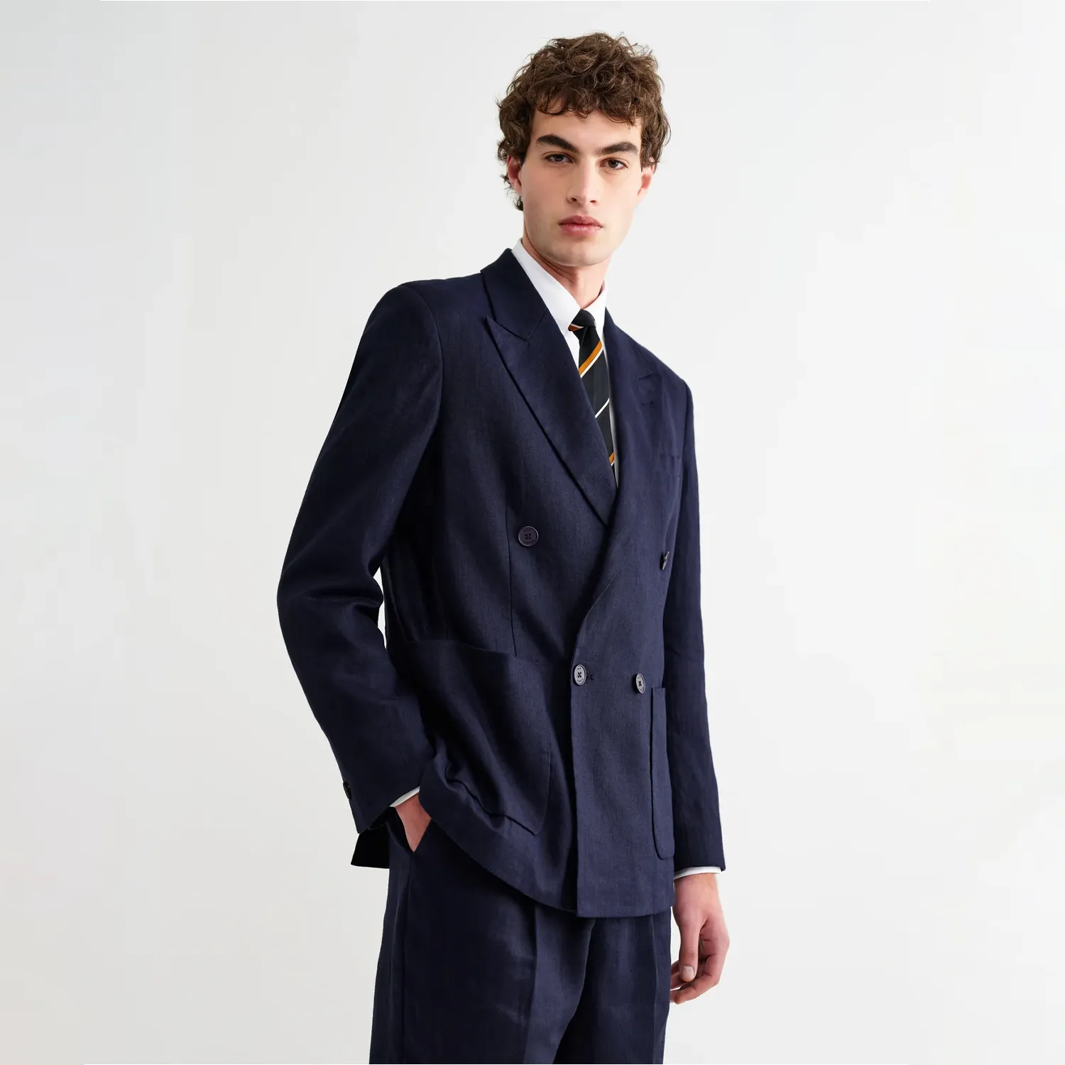 Vigo Double Breasted Blazer - Navy Linen sold by Stomping Ground product image thumbnail 2