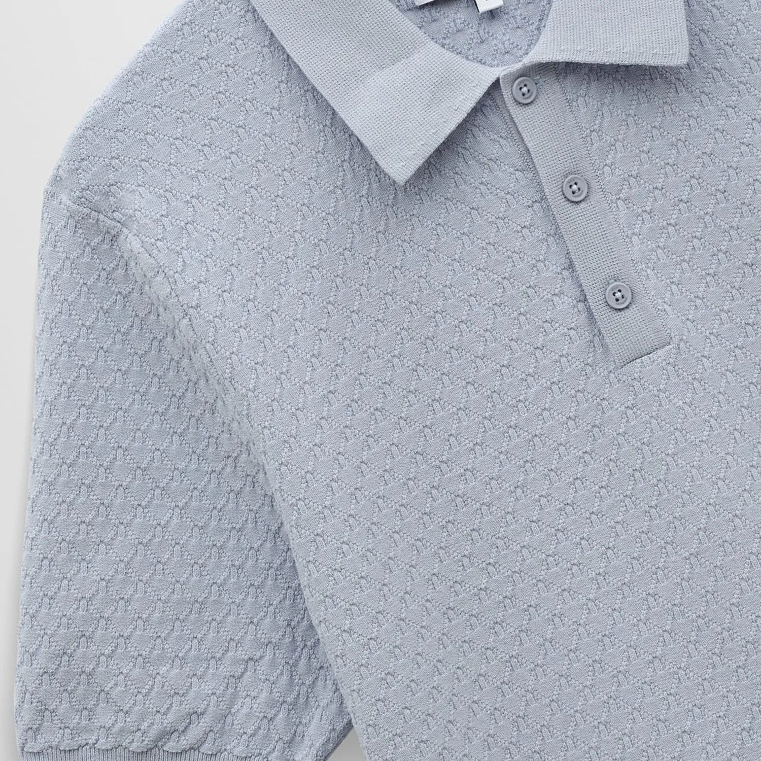 Naples Retro Diamond Knitted Polo - Pale Blue sold by Stomping Ground product image thumbnail 2