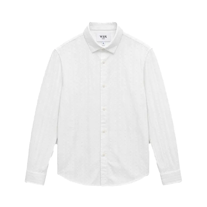 Dartford  Dobby Stripe Organic Cotton Shirt - White made by Wax London