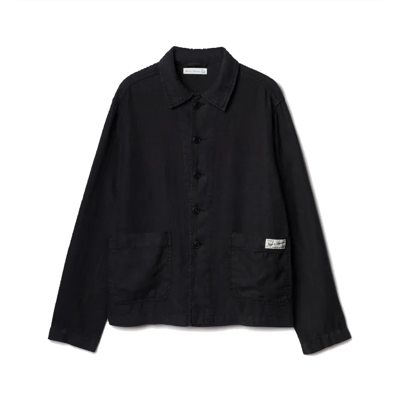 Cropped Worker's Linen Jacket - Black made by Merz B. Schwanen