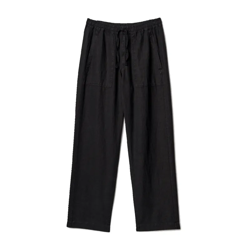 Worker's Linen Drawstring Pants - Deep Black made by Merz B. Schwanen
