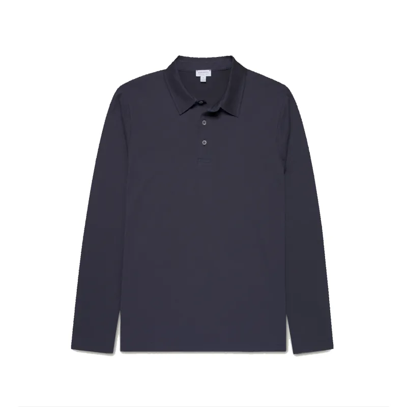 LS Jersey Polo - Navy made by Sunspel