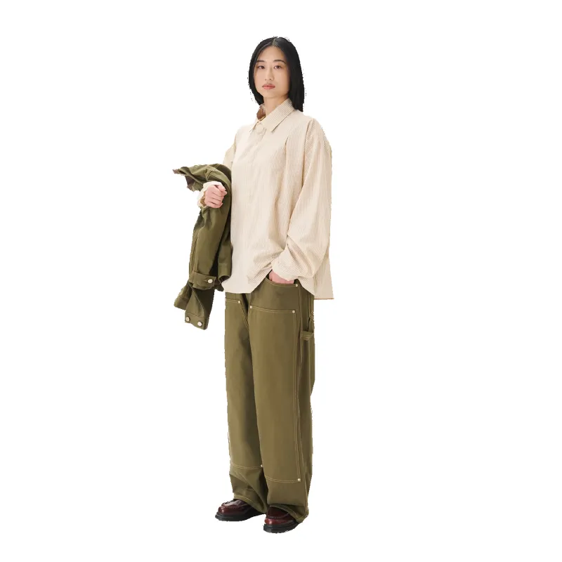 Boxy Pleated Shirt - Brown Stripe made by Estudio Niksen