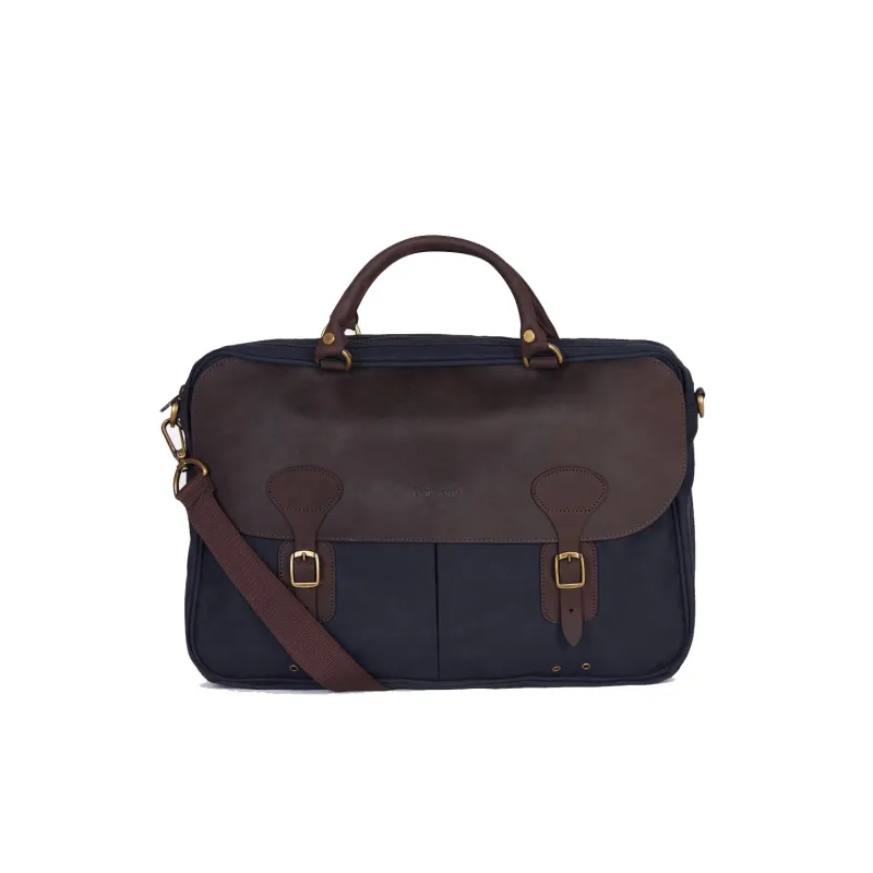 Barbour Wax Leather Briefcase - Navy made by Barbour