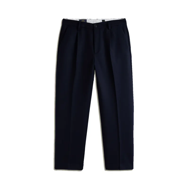 Single Pleat Trousers - Navy made by Portuguese Flannel