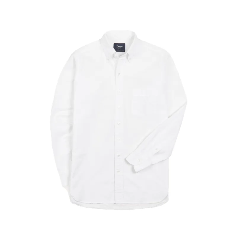 Button Down Oxford Shirt - White made by Drakes