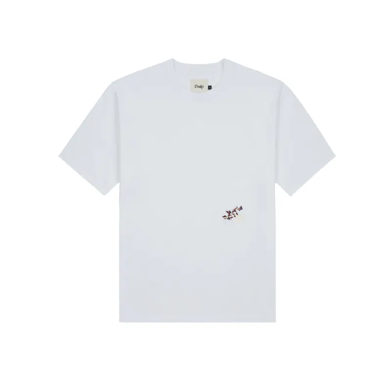 Blackthorn Embroidered Hiking Tee - White made by Drakes