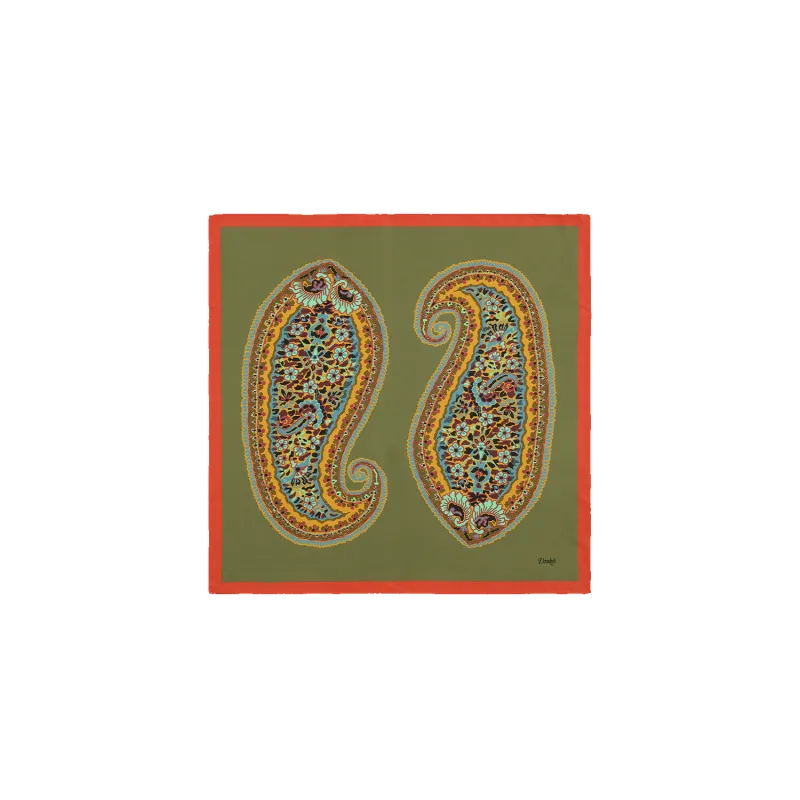 Paisley Print Bandana - Olive made by Drakes