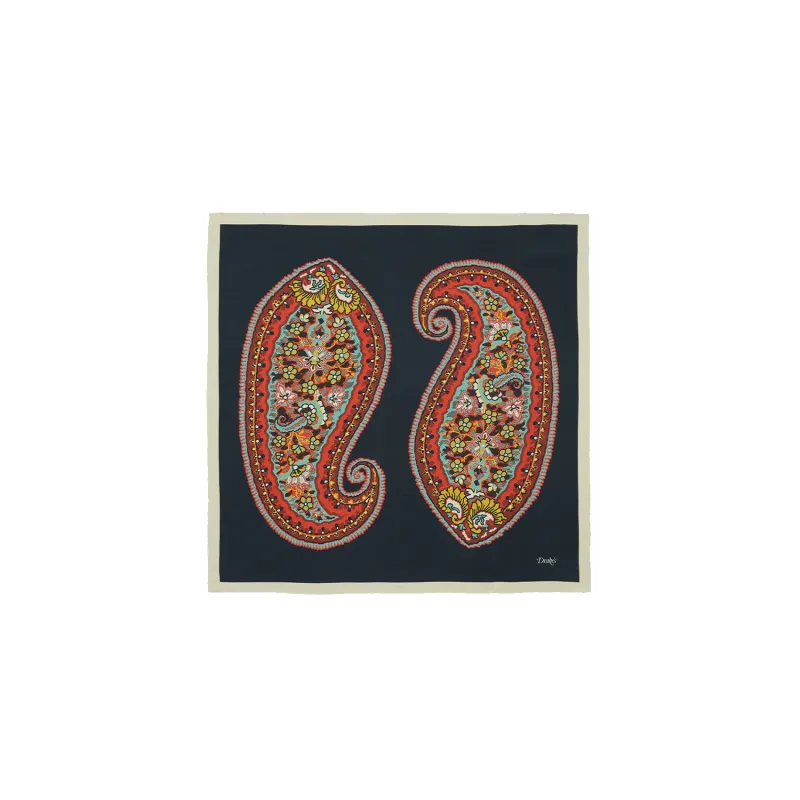Paisley Print Bandana - Navy made by Drakes