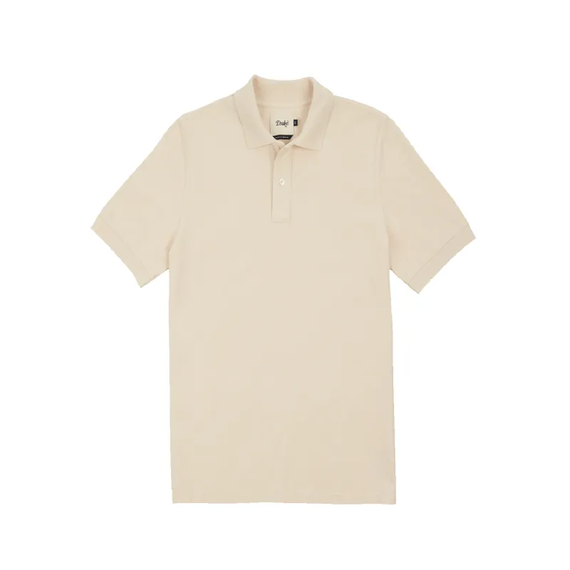 Washed Pique Polo - White made by Drakes