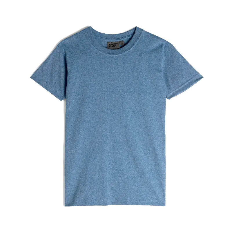 Circular Knit T-Shirt - Heather Blue made by Naked & Famous Denim