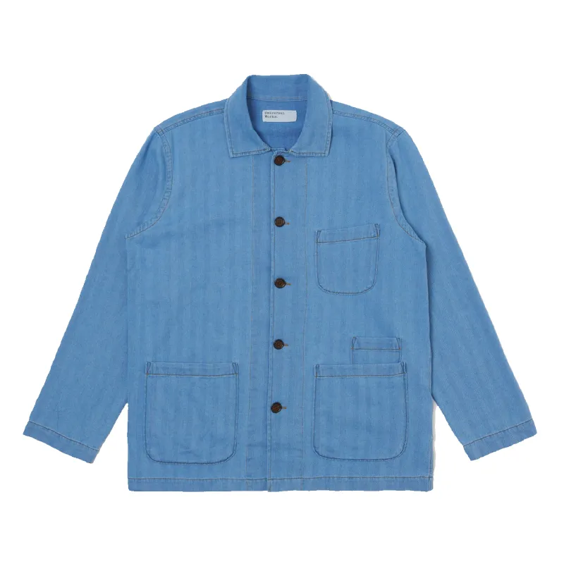Bakers Overshirt - Herringbone Rec Washed Indigo made by Universal Works