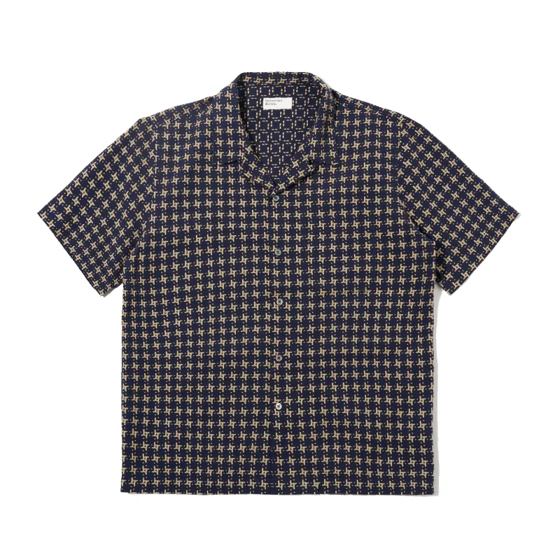 Road Shirt - Rhodes Cotton Navy / Sand made by Universal Works