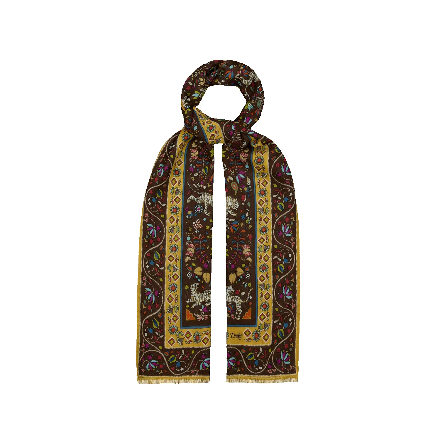 Tiger Garden Printed Scarf - Brown sold by Stomping Ground