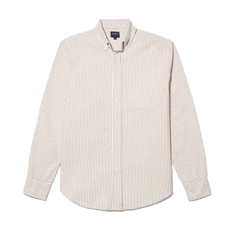Oxford Shirt - White/Brown made by Noah NYC