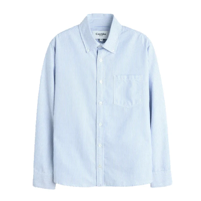 Stripe Oxford L/S Shirt - Blue made by Corridor