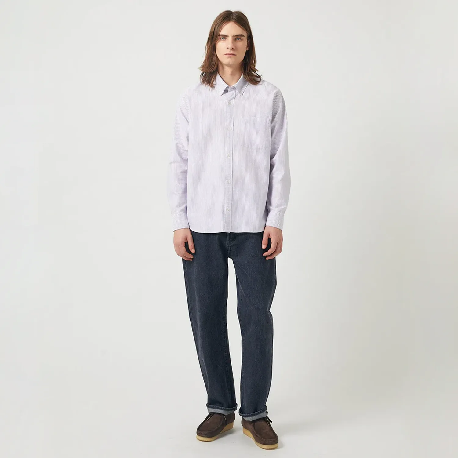 Stripe Oxford L/S Shirt - Purple sold by Stomping Ground product image thumbnail 3