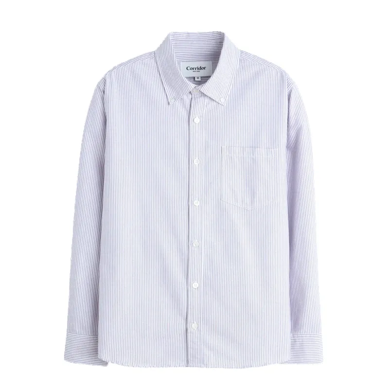 Stripe Oxford L/S Shirt - Purple made by Corridor