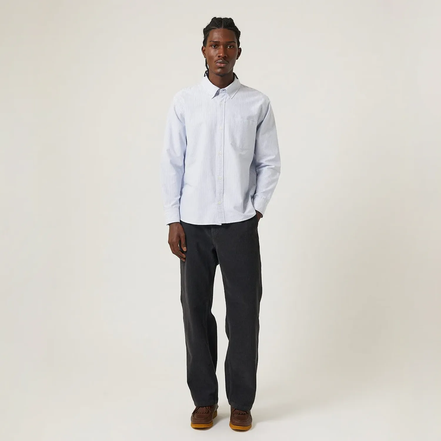 Stripe Oxford L/S Shirt - Blue sold by Stomping Ground product image thumbnail 3