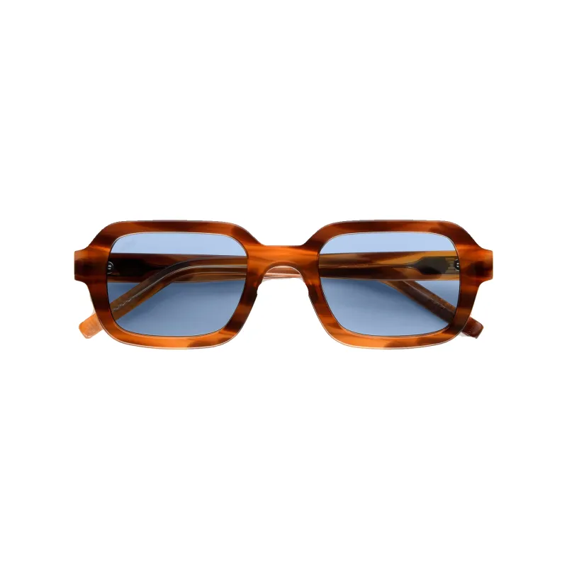 Cascade - Havana Acetate / Sky Blue Lenses made by Akila