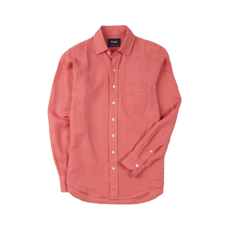 The Linen Summer Shirt - Pink made by Drakes