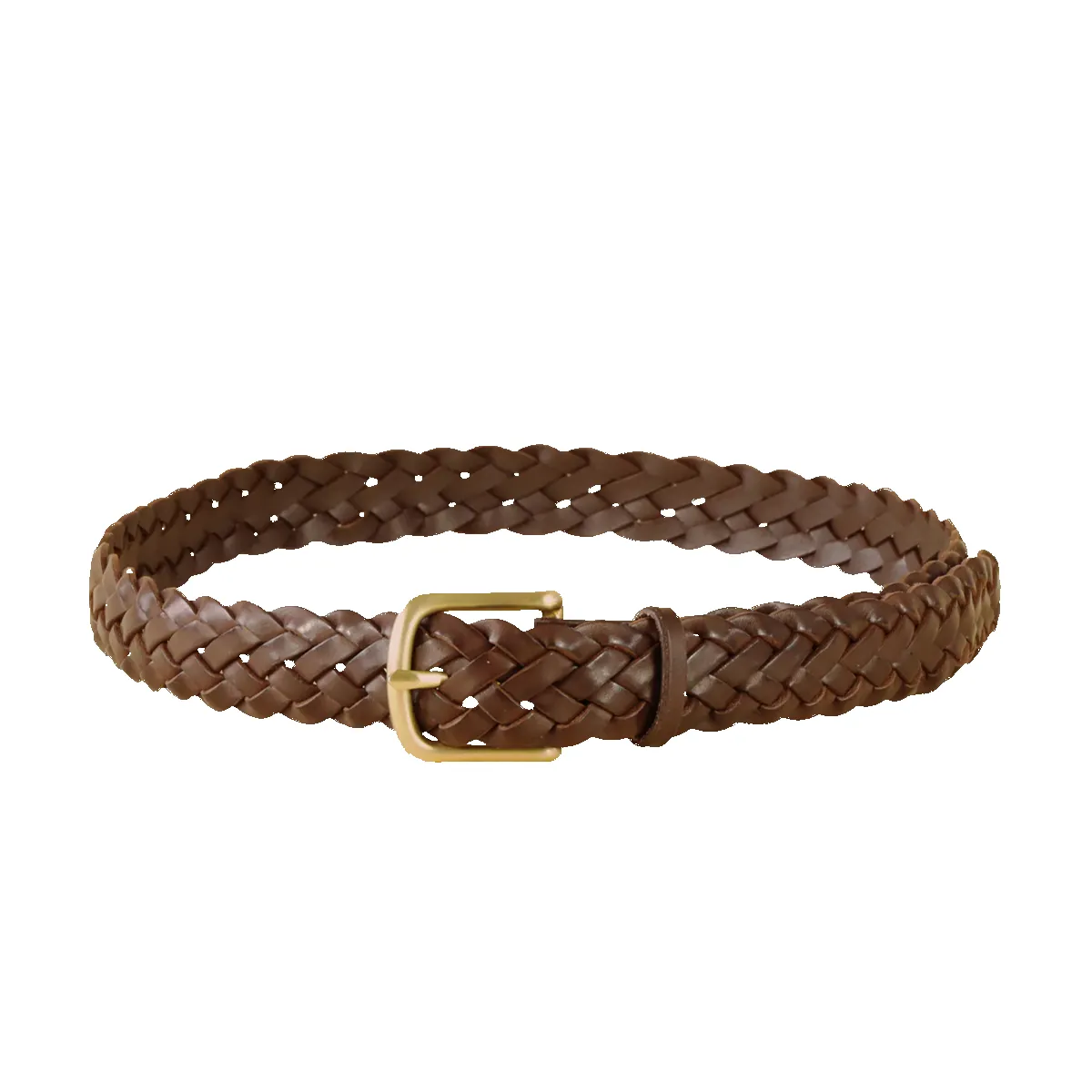 Standard Braided Belt 1.25" - Dark Brown / Brass Buckle sold by Stomping Ground